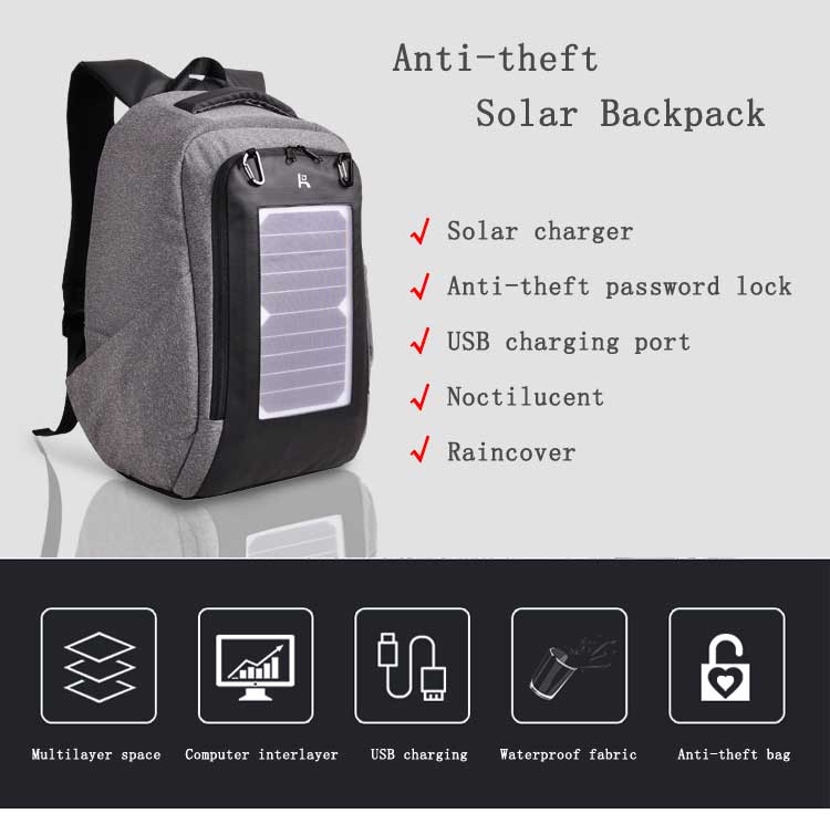 Anti Theft Backpack With Solar